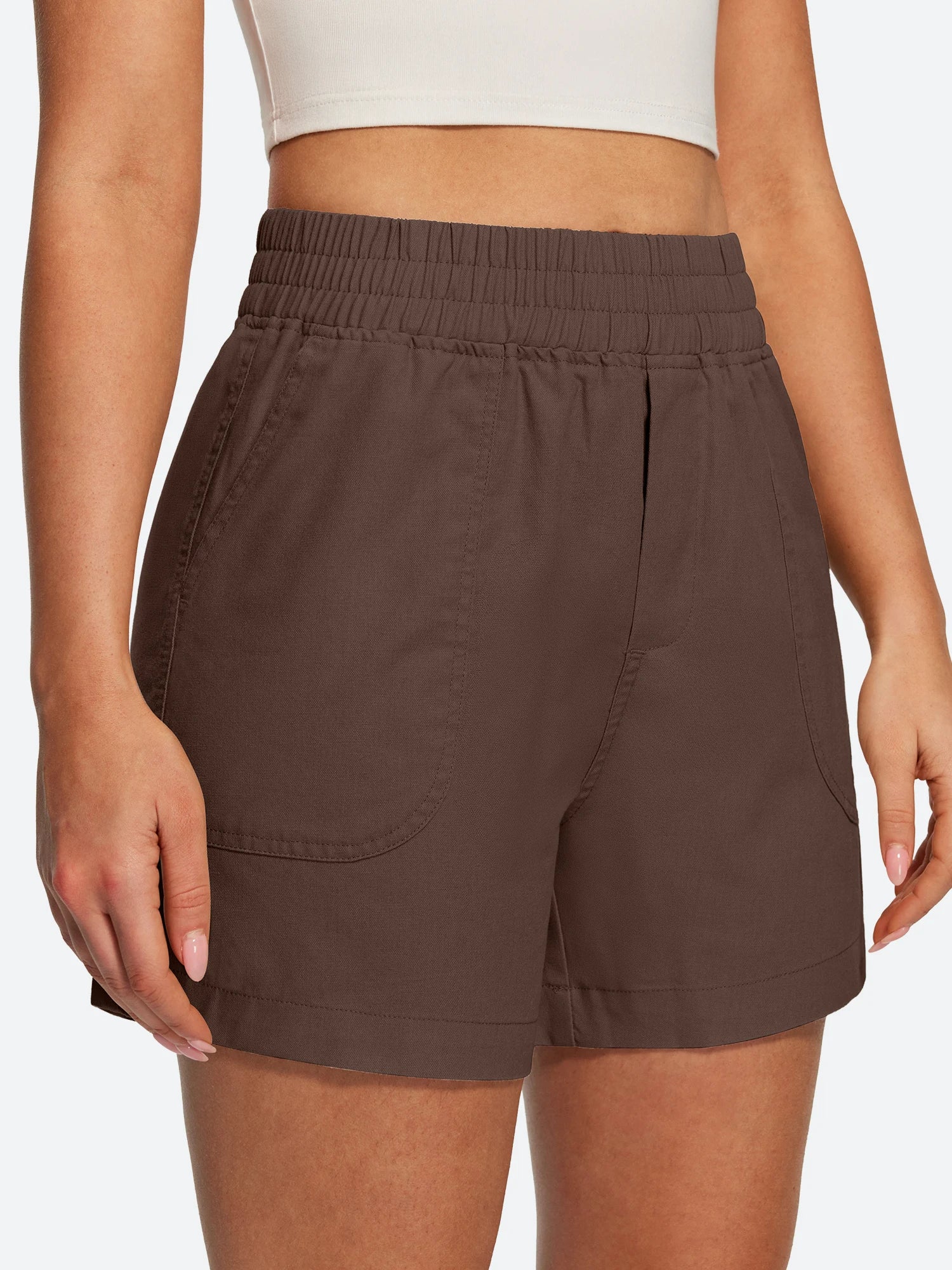 IUGA High Waisted Pull-On Comfy Linen Shorts With Pockets | Affordable Yoga Leggings & Activewear by IUGA