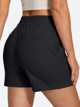 IUGA High Waisted Pull-On Comfy Linen Shorts With Pockets | Affordable Yoga Leggings & Activewear by IUGA