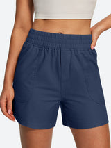 IUGA High Waisted Pull-On Comfy Linen Shorts With Pockets | Affordable Yoga Leggings & Activewear by IUGA