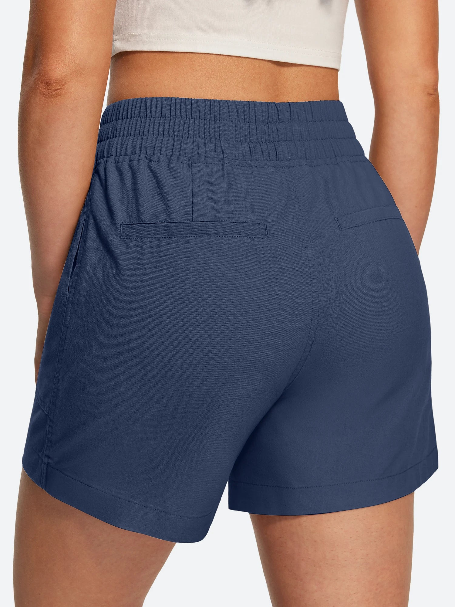 IUGA High Waisted Pull-On Comfy Linen Shorts With Pockets | Affordable Yoga Leggings & Activewear by IUGA