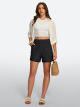 IUGA High Waisted Pull-On Comfy Linen Shorts With Pockets | Affordable Yoga Leggings & Activewear by IUGA