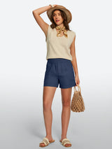 IUGA High Waisted Pull-On Comfy Linen Shorts With Pockets | Affordable Yoga Leggings & Activewear by IUGA