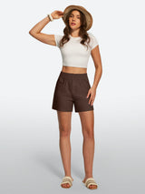 IUGA High Waisted Pull-On Comfy Linen Shorts With Pockets | Affordable Yoga Leggings & Activewear by IUGA