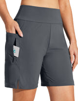 IUGA 7" UPF 50+ High Waisted Quick Dry Swim Board Shorts With Liner Pockets | Affordable Yoga Leggings & Activewear by IUGA