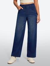 IUGA FlexDenim® High Waisted Pull On Tummy Control Wide Leg Jeans With Pockets