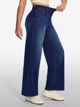 IUGA FlexDenim® High Waisted Pull On Tummy Control Wide Leg Jeans With Pockets