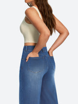 IUGA FlexDenim® High Waisted Pull On Tummy Control Wide Leg Jeans With Pockets