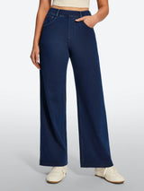IUGA FlexDenim® High Waisted Pull On Tummy Control Wide Leg Jeans With Pockets