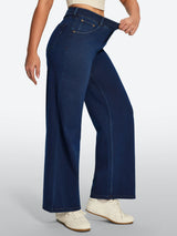IUGA FlexDenim® High Waisted Pull On Tummy Control Wide Leg Jeans With Pockets