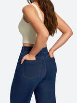 IUGA FlexDenim® High Waisted Pull On Tummy Control Wide Leg Jeans With Pockets