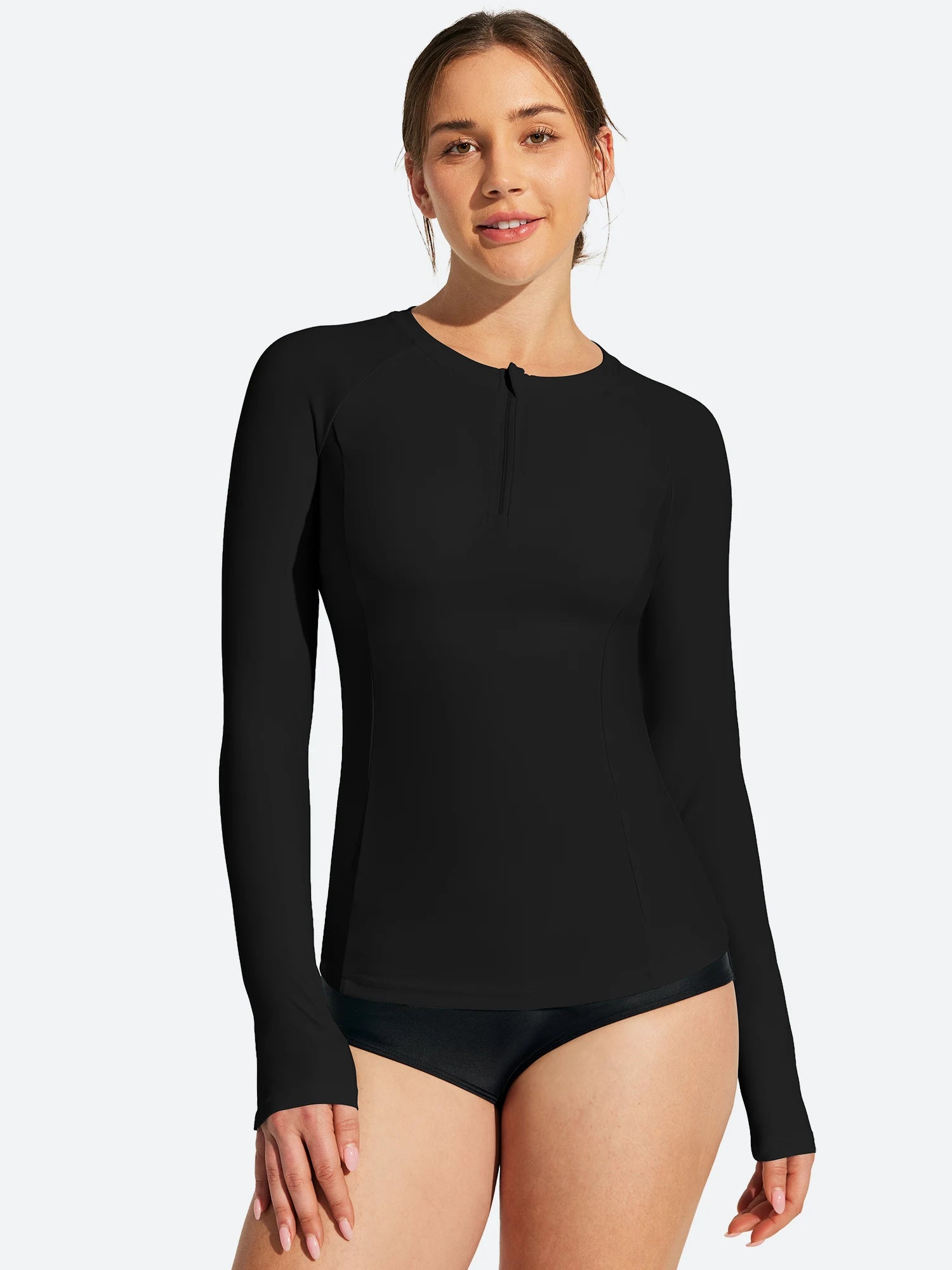 IUGA UPF 50+ Long Sleeve Quick-Dry Rash Guard Swimsuit With Half Zip & Thumbholes | Affordable Yoga Leggings & Activewear by IUGA