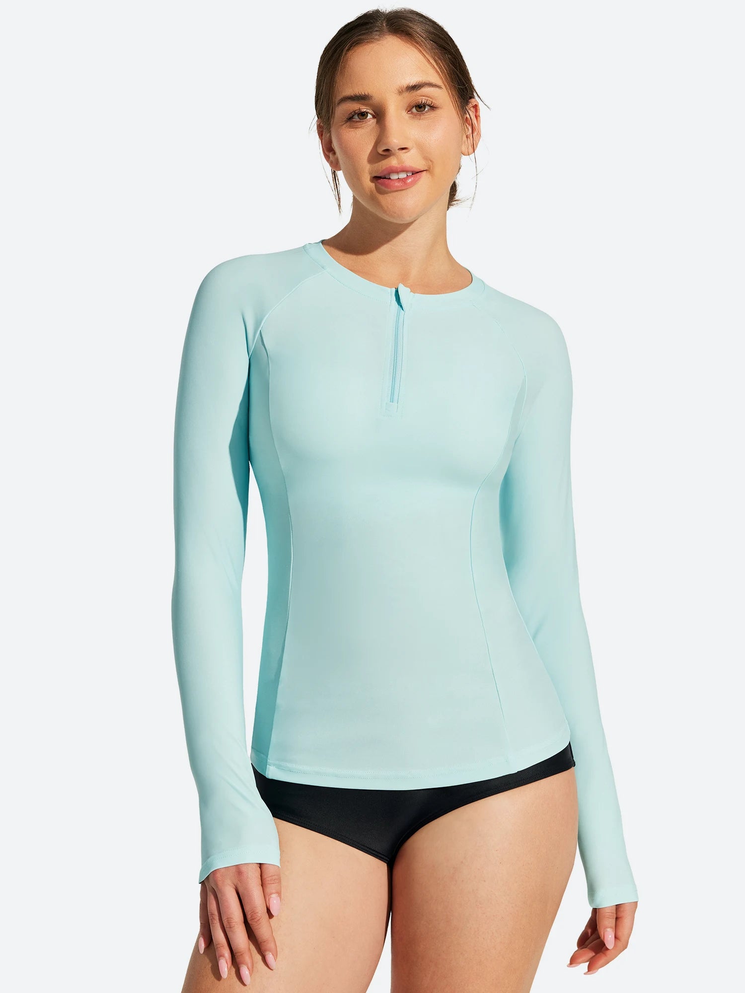 IUGA UPF 50+ Long Sleeve Quick-Dry Rash Guard Swimsuit With Half Zip & Thumbholes | Affordable Yoga Leggings & Activewear by IUGA