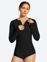 IUGA UPF 50+ Long Sleeve Quick-Dry Rash Guard Swimsuit With Half Zip & Thumbholes | Affordable Yoga Leggings & Activewear by IUGA