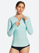 IUGA UPF 50+ Long Sleeve Quick-Dry Rash Guard Swimsuit With Half Zip & Thumbholes | Affordable Yoga Leggings & Activewear by IUGA