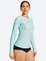 IUGA UPF 50+ Long Sleeve Quick-Dry Rash Guard Swimsuit With Half Zip & Thumbholes | Affordable Yoga Leggings & Activewear by IUGA