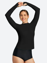IUGA UPF 50+ Long Sleeve Quick-Dry Rash Guard Swimsuit With Half Zip & Thumbholes | Affordable Yoga Leggings & Activewear by IUGA