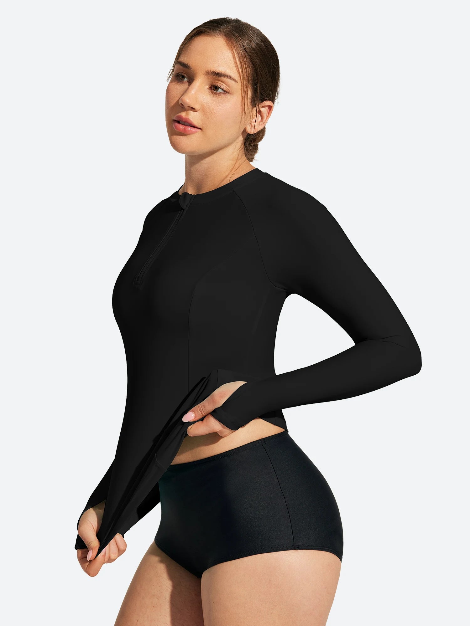IUGA UPF 50+ Long Sleeve Quick-Dry Rash Guard Swimsuit With Half Zip & Thumbholes | Affordable Yoga Leggings & Activewear by IUGA