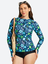IUGA UPF 50+ Long Sleeve Quick-Dry Rash Guard Swimsuit With Half Zip & Thumbholes | Affordable Yoga Leggings & Activewear by IUGA