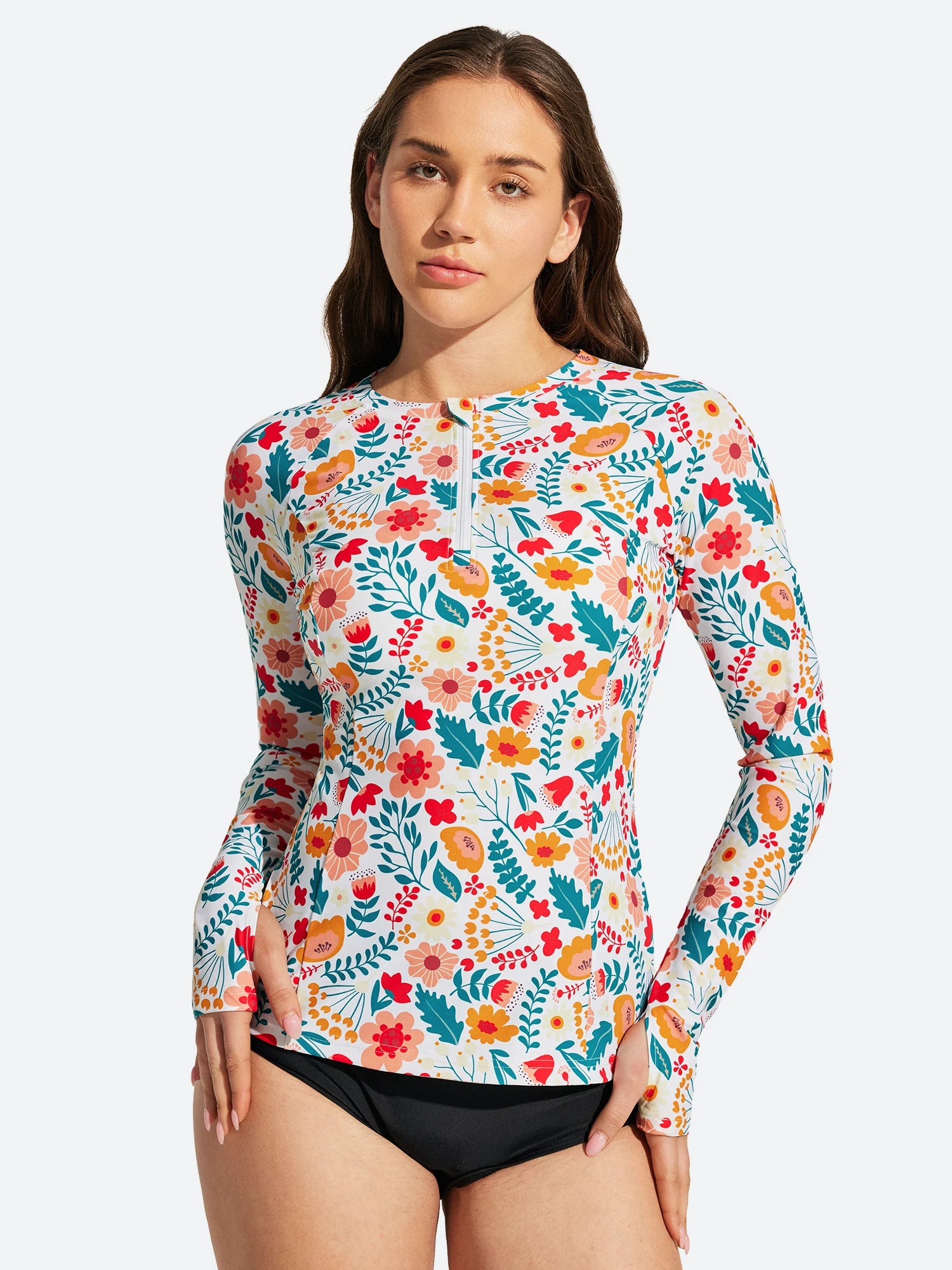 IUGA UPF 50+ Long Sleeve Quick-Dry Rash Guard Swimsuit With Half Zip & Thumbholes | Affordable Yoga Leggings & Activewear by IUGA