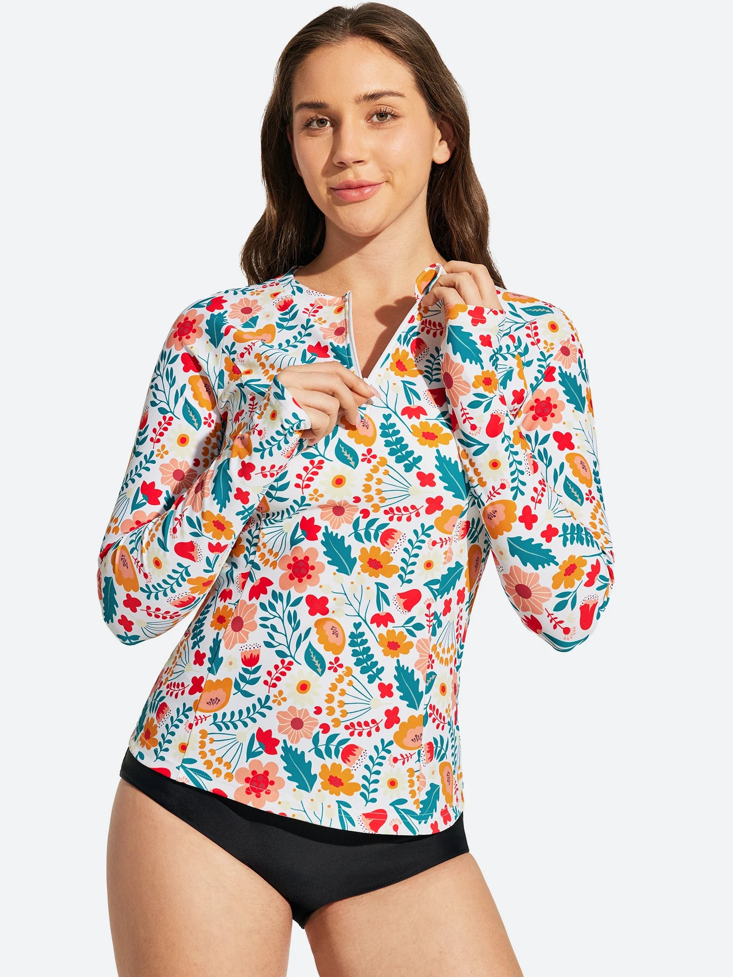 IUGA UPF 50+ Long Sleeve Quick-Dry Rash Guard Swimsuit With Half Zip & Thumbholes | Affordable Yoga Leggings & Activewear by IUGA