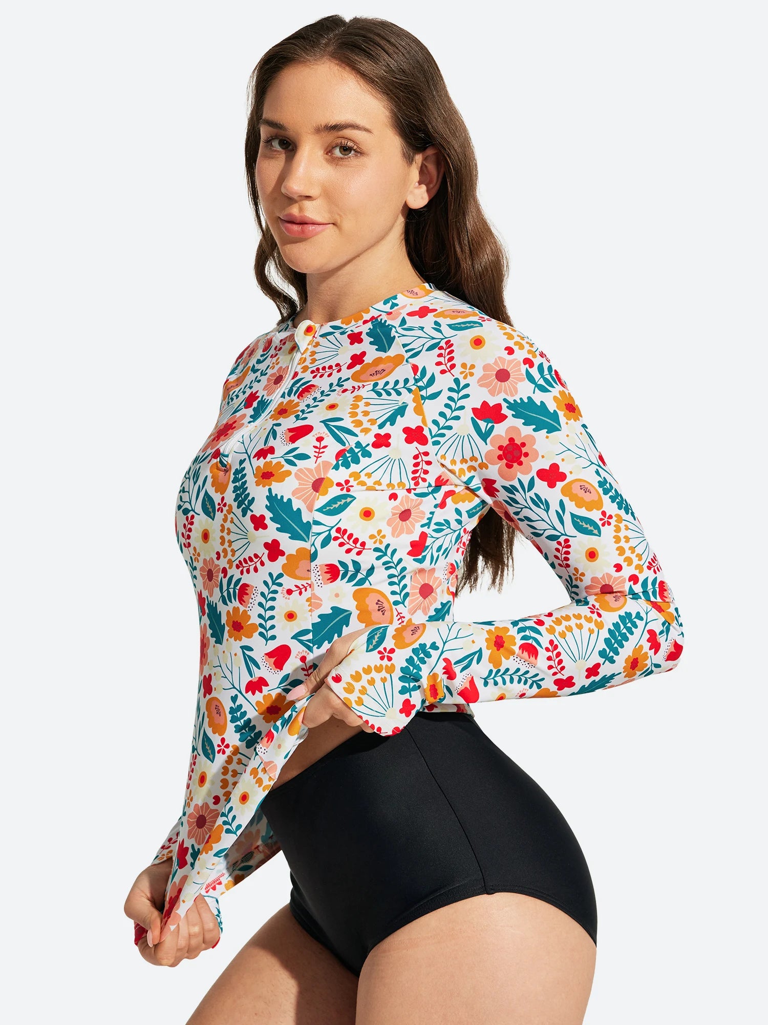 IUGA UPF 50+ Long Sleeve Quick-Dry Rash Guard Swimsuit With Half Zip & Thumbholes | Affordable Yoga Leggings & Activewear by IUGA