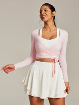 IUGA Long Sleeve Front or Back Tie Cover Up Pilates Wrap Top