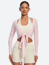 IUGA Long Sleeve Front or Back Tie Cover Up Pilates Wrap Top