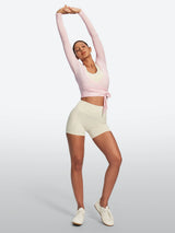 IUGA Long Sleeve Front or Back Tie Cover Up Pilates Wrap Top