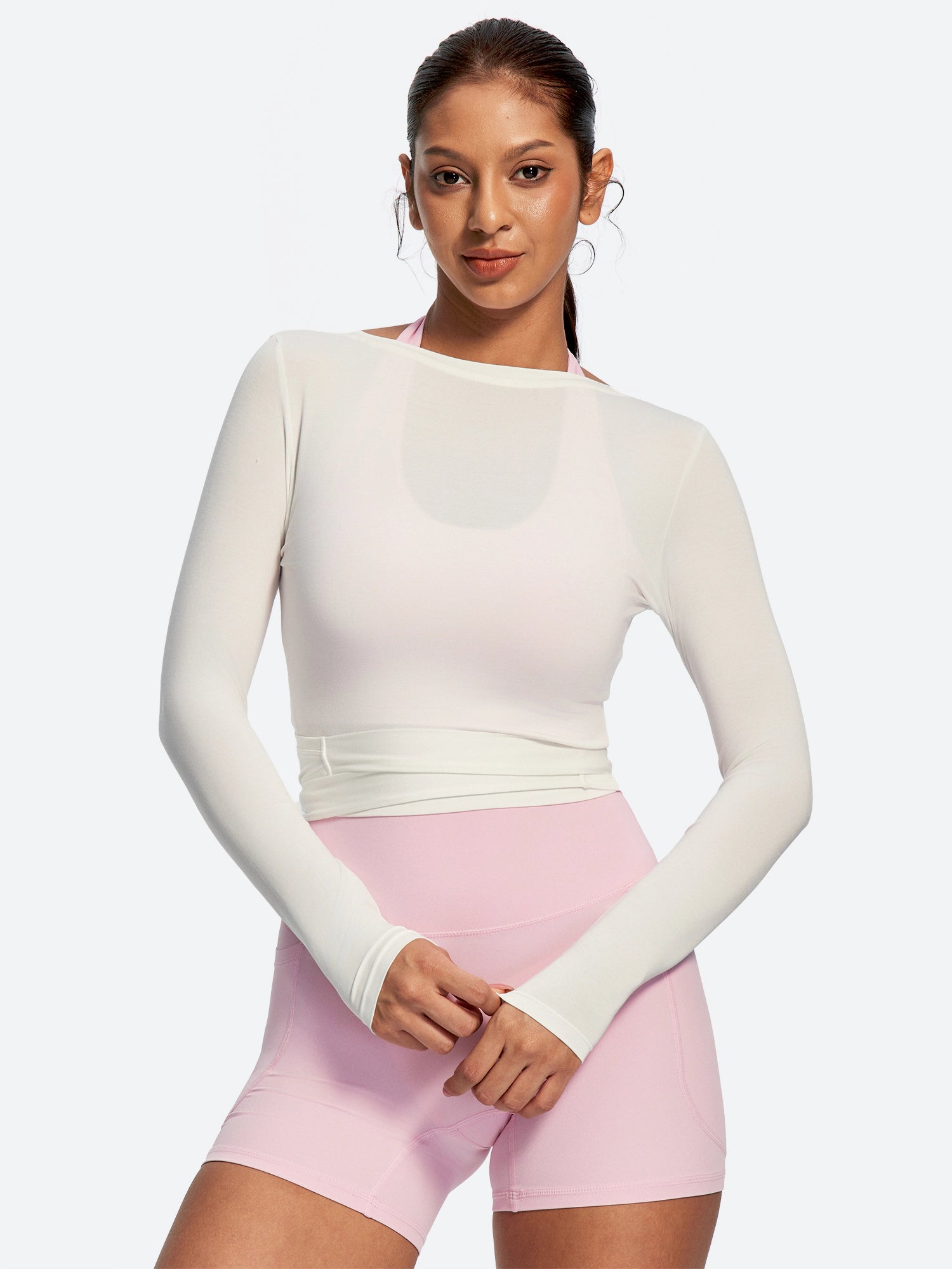 IUGA Long Sleeve Front or Back Tie Cover Up Pilates Wrap Top