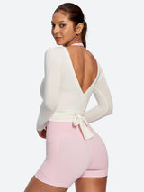 IUGA Long Sleeve Front or Back Tie Cover Up Pilates Wrap Top