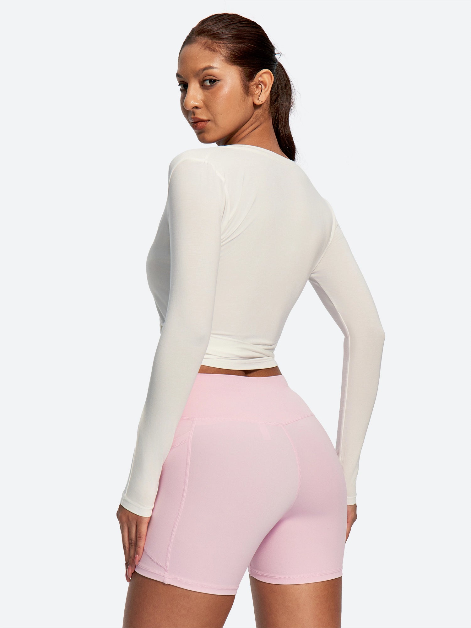 IUGA Long Sleeve Front or Back Tie Cover Up Pilates Wrap Top