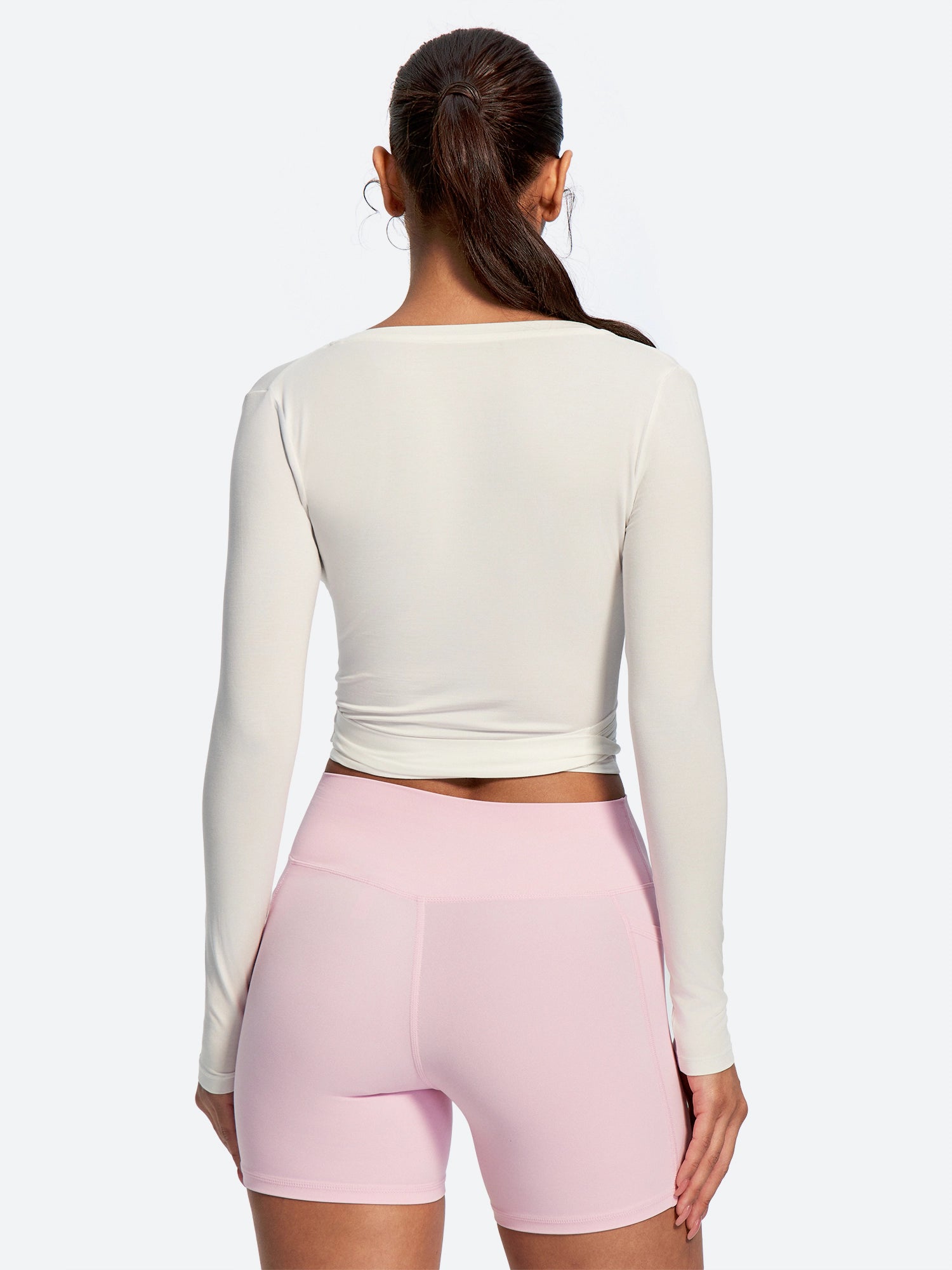 IUGA Long Sleeve Front or Back Tie Cover Up Pilates Wrap Top