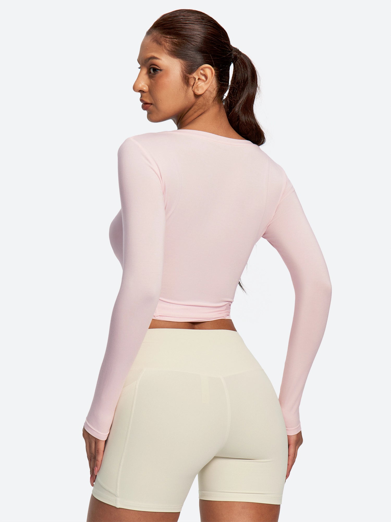 IUGA Long Sleeve Front or Back Tie Cover Up Pilates Wrap Top