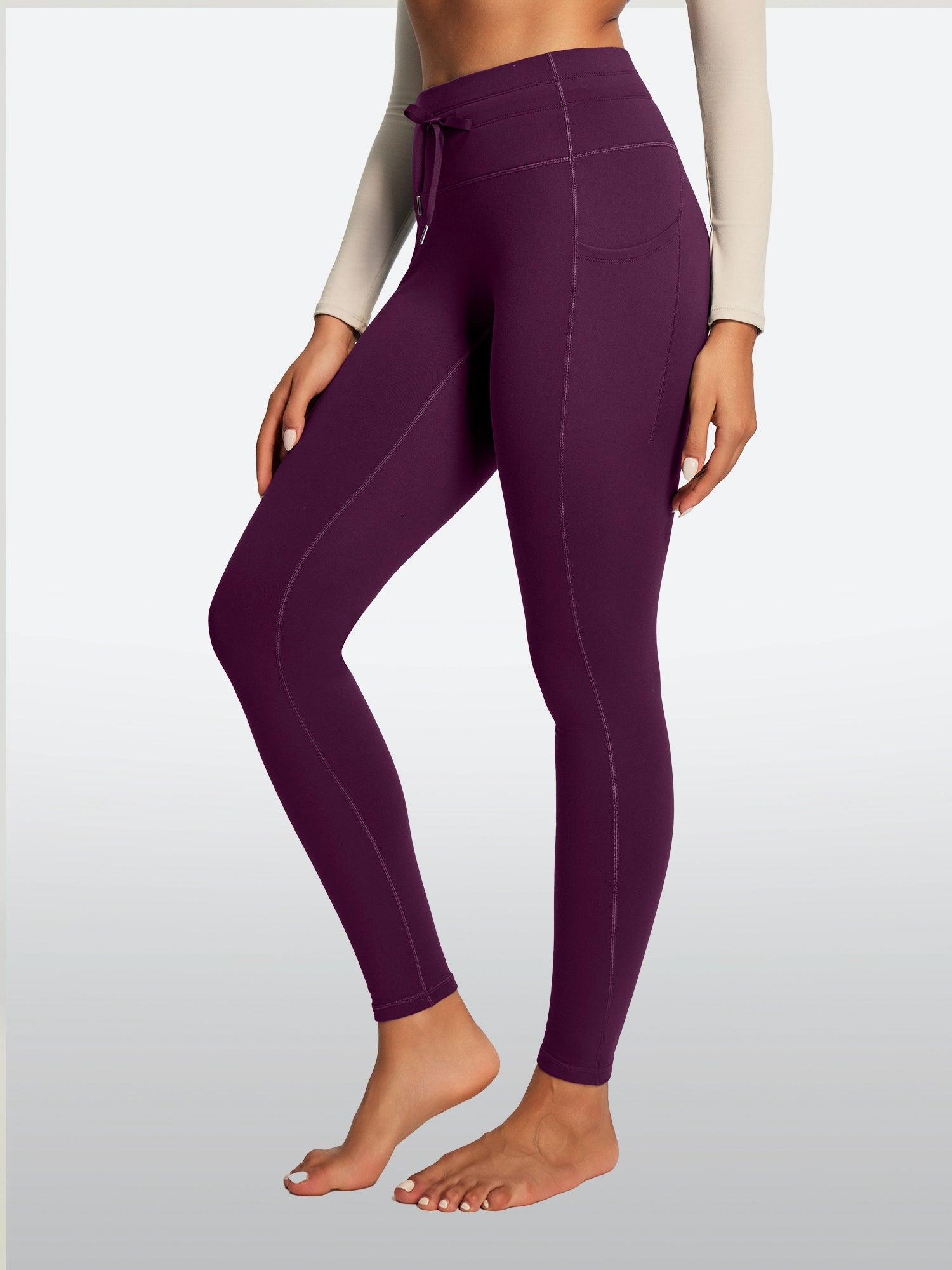 IUGA HeatLab® Waterproof No Front Seam Fleece-Lined High-Waist Drawstring Leggings | Affordable Yoga Leggings & Activewear by IUGA