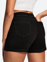 IUGA High Waisted Stretchy Tummy Control Pull On Jean Shorts