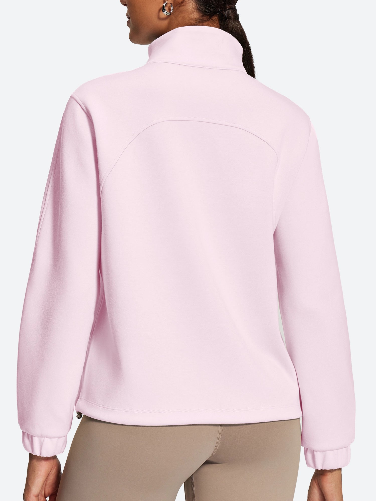 IUGA Soft Quarter Zip Pullover Cropped Drawstring Hem Sweatshirts With Pockets - IUGA