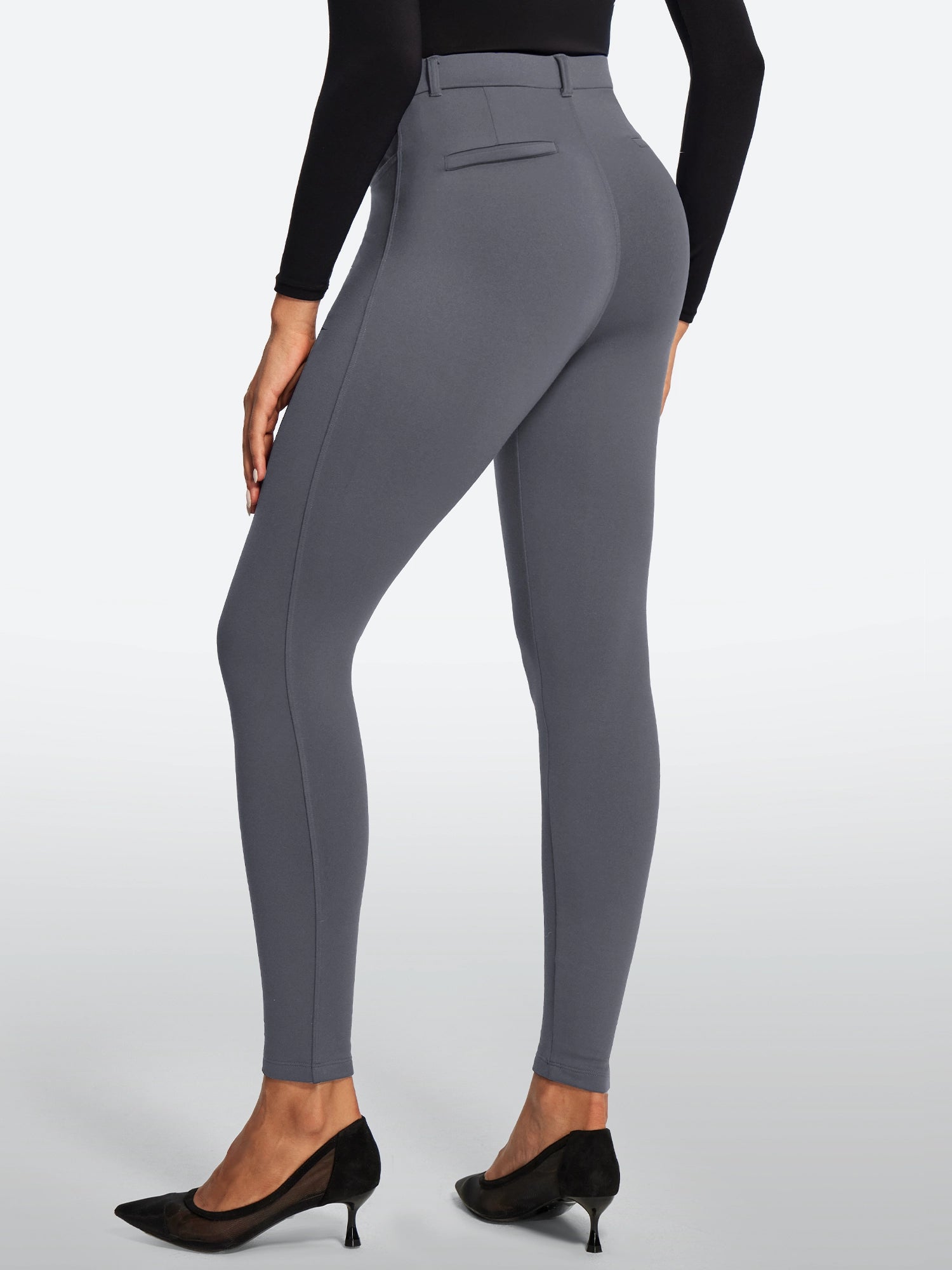 IUGA HeatLab® Fleece Lined Pull On High Waisted Dress Pants With Pockets | Affordable Yoga Leggings & Activewear by IUGA