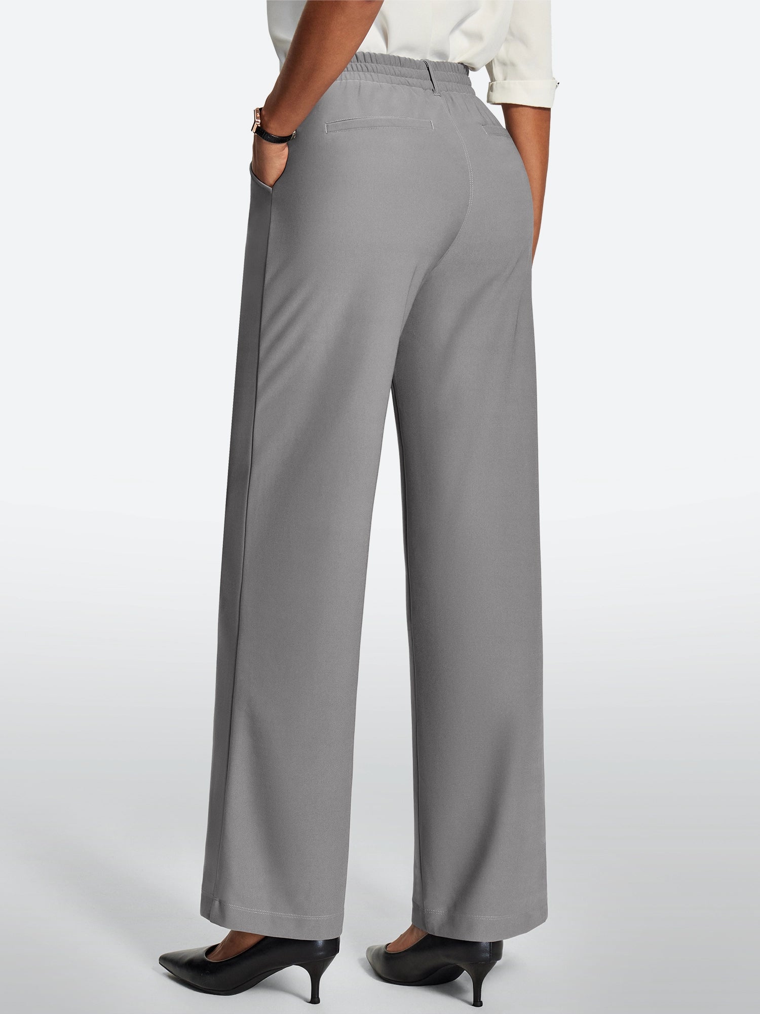 IUGA High-Waisted Wrinkle-Resistant Wide-Leg Work Pants - IUGA