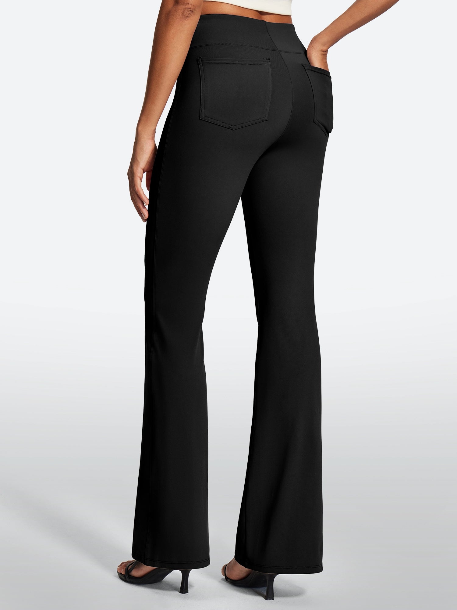 IUGA Stretchy High Waisted Pull On Bootcut Work Pants With Pockets