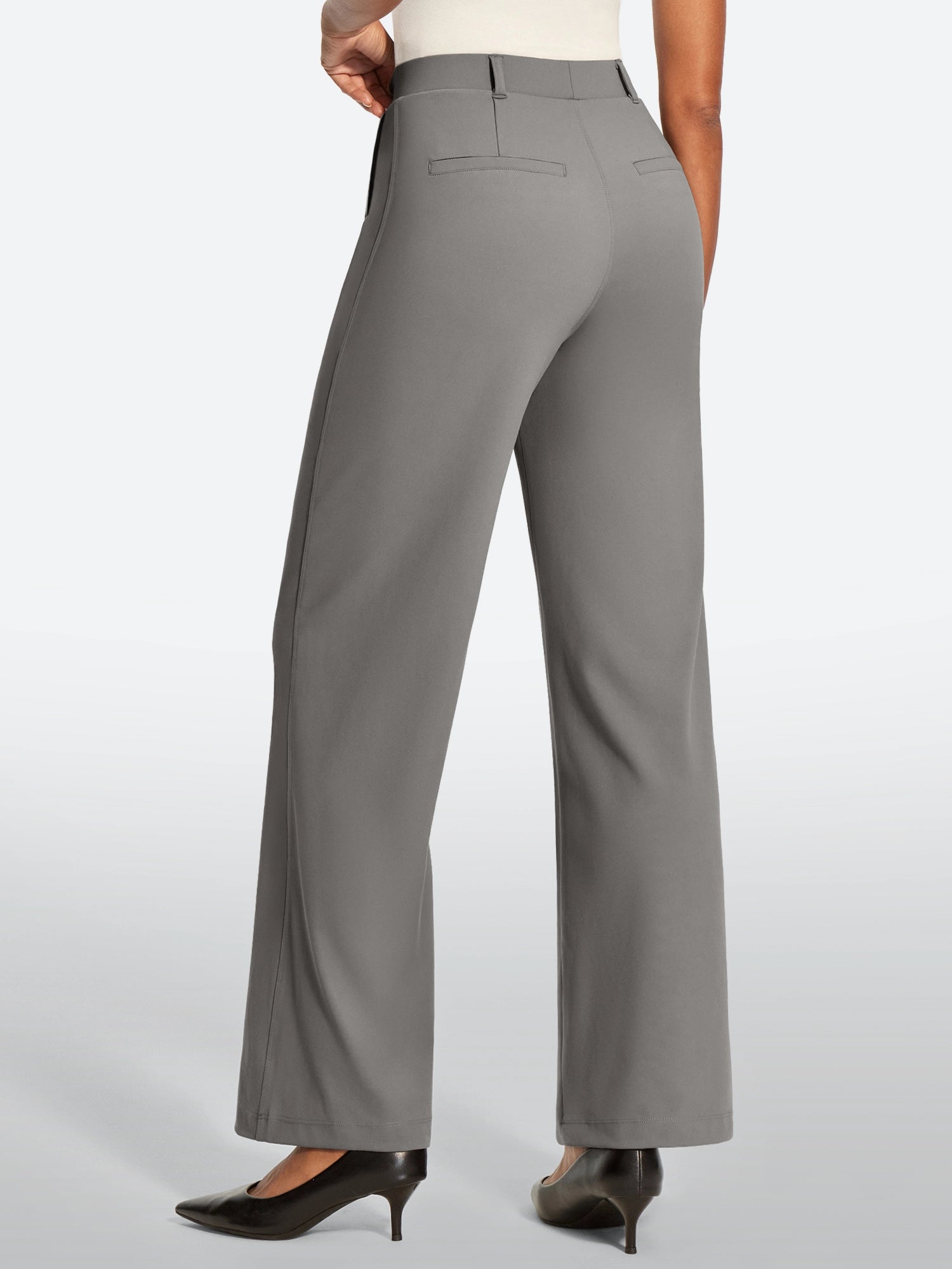 IUGA High Waisted Stretchy Wide Leg Pull On Work Pants With Pockets