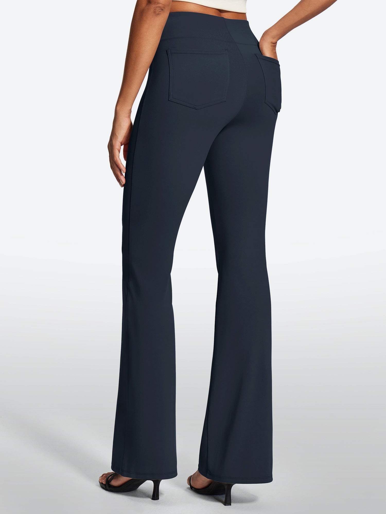 IUGA Stretchy High Waisted Pull On Bootcut Work Pants With Pockets