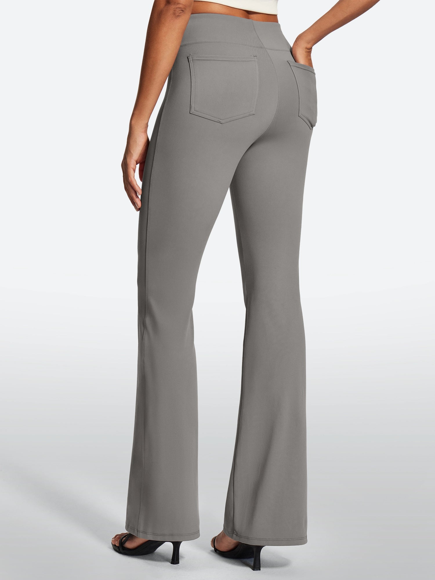 IUGA Stretchy High Waisted Pull On Bootcut Work Pants With Pockets