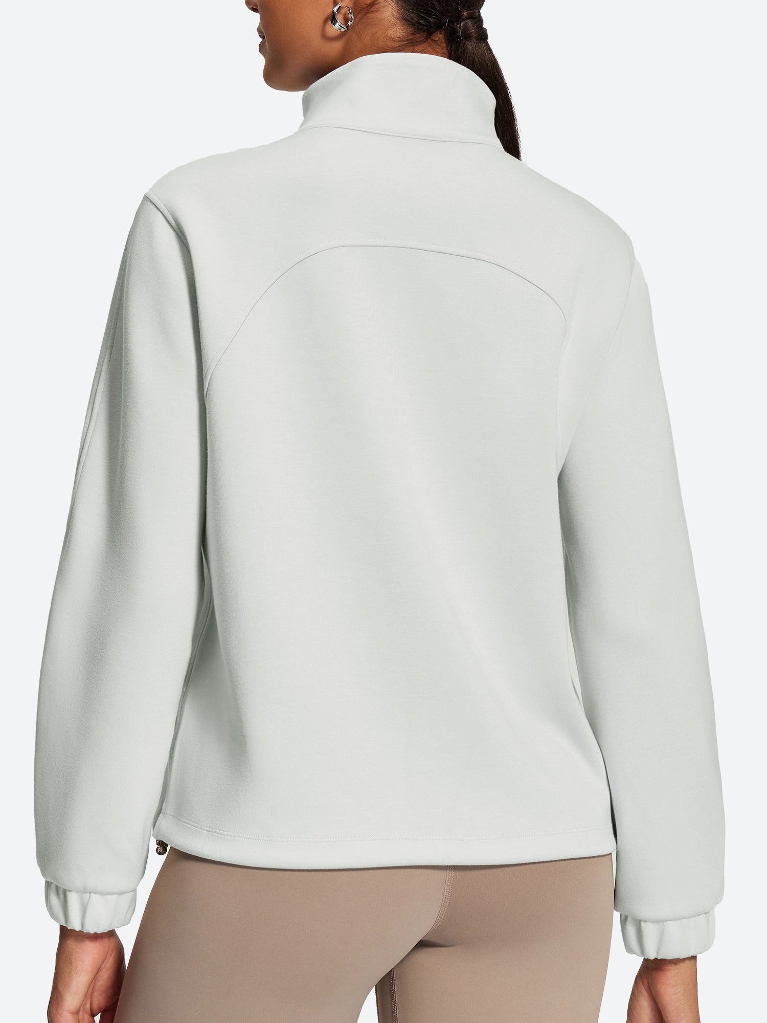 IUGA Soft Quarter Zip Pullover Cropped Drawstring Hem Sweatshirts With Pockets - IUGA