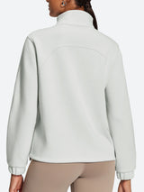 IUGA Soft Quarter Zip Pullover Cropped Drawstring Hem Sweatshirts With Pockets - IUGA