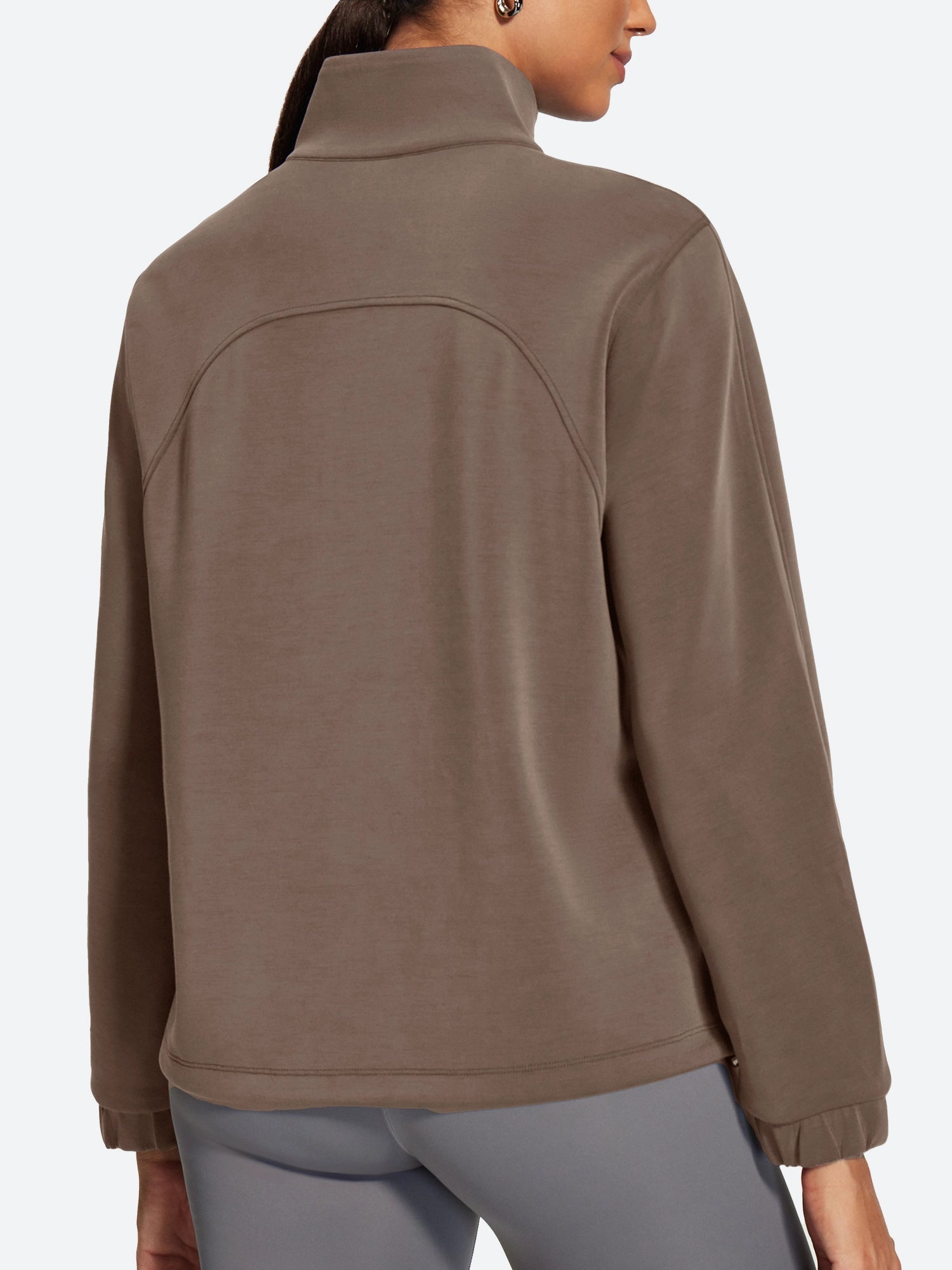 IUGA Soft Quarter Zip Pullover Cropped Drawstring Hem Sweatshirts With Pockets - IUGA