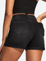 IUGA High Waisted Stretchy Tummy Control Pull On Jean Shorts