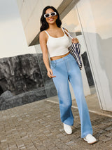 IUGA FlexDenim™ High Waist Pull On Wide Leg Jeans - IUGA