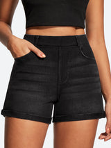 IUGA High Waisted Stretchy Tummy Control Pull On Jean Shorts
