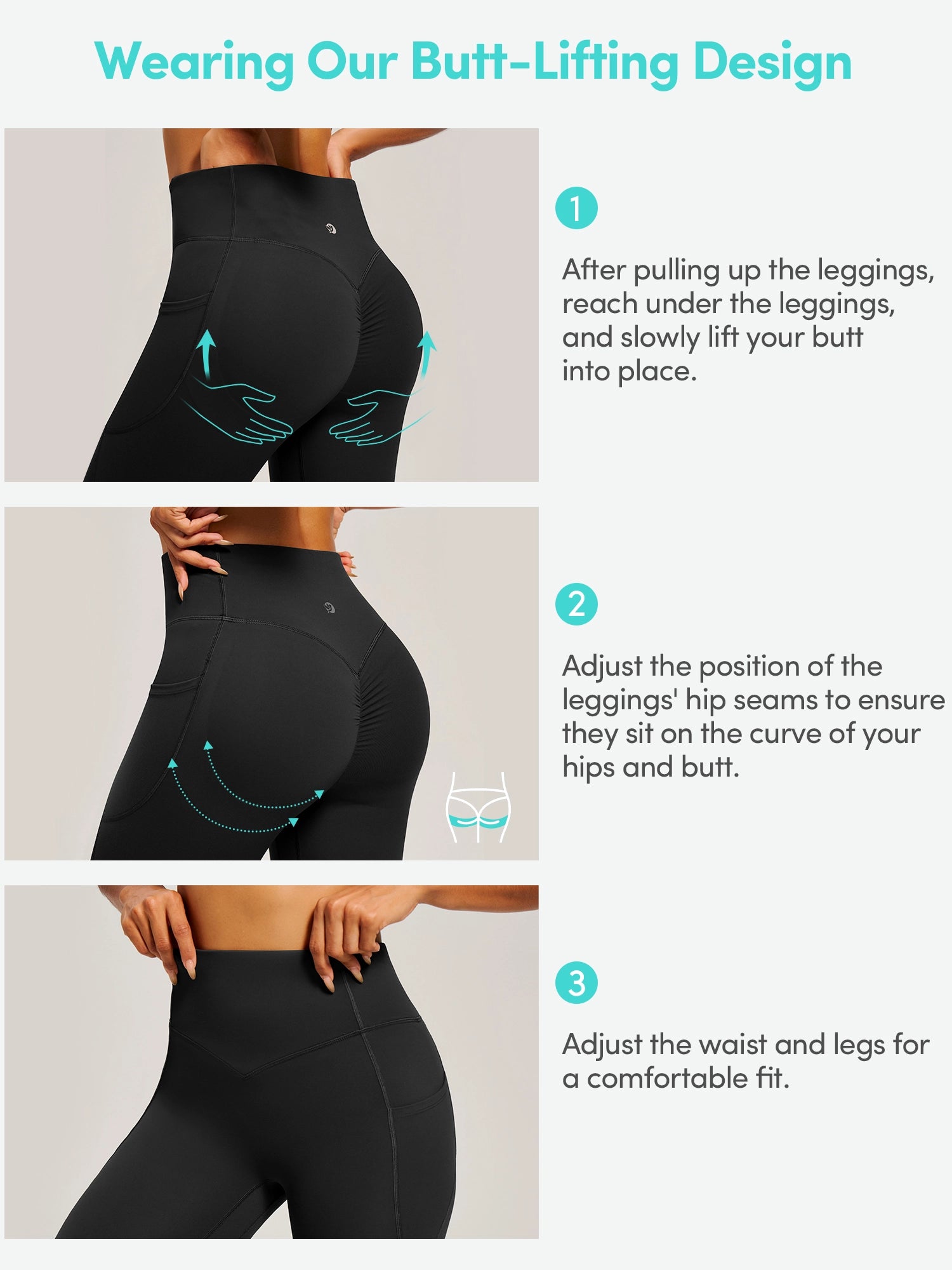 IUGA PowerTight Butt Lifting No Front Seam Leggings With Pockets