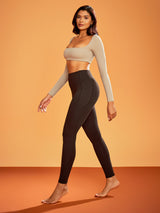 IUGA Heatlab® Sandwich Waistband Fleece Lined No Front Seam Leggings | Affordable Yoga Leggings & Activewear by IUGA